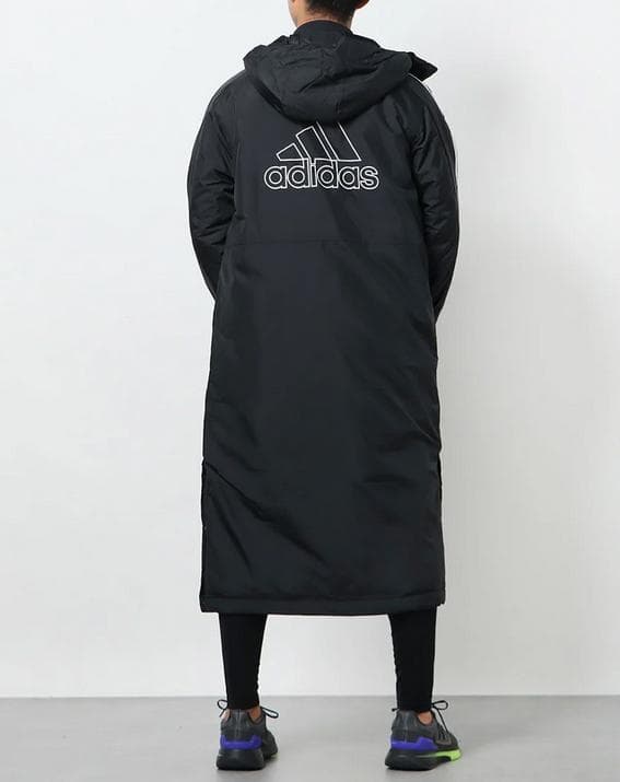 新品半額 15400円を アディダス ベンチコート ロングBLKブラック L