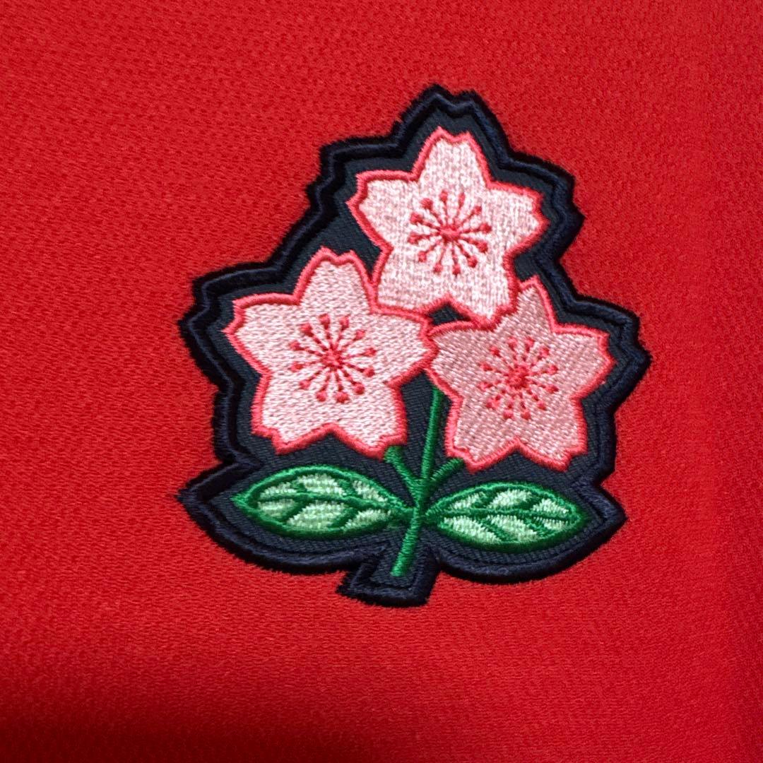 Canterbury ラグビーウェア 赤 Vネック 日本国旗刺繍