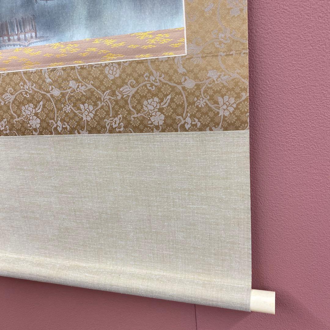 美品 掛け軸 小林希光作 塔風景図 共箱 太巻き付 美術年鑑掲載