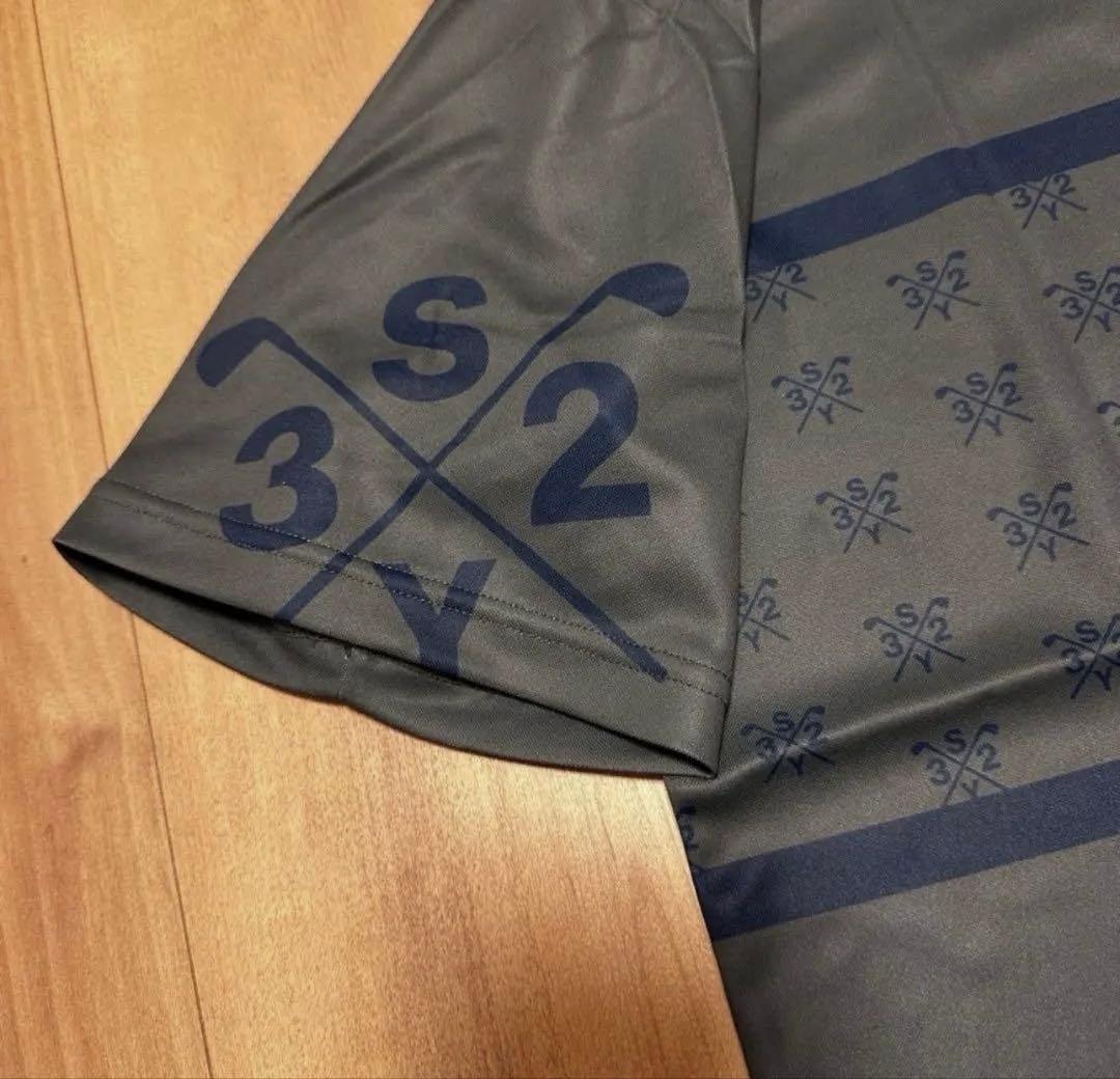 sy32 半袖モックネック　チャコール　サイズM メンズ　半袖　シャツ　ゴルフ