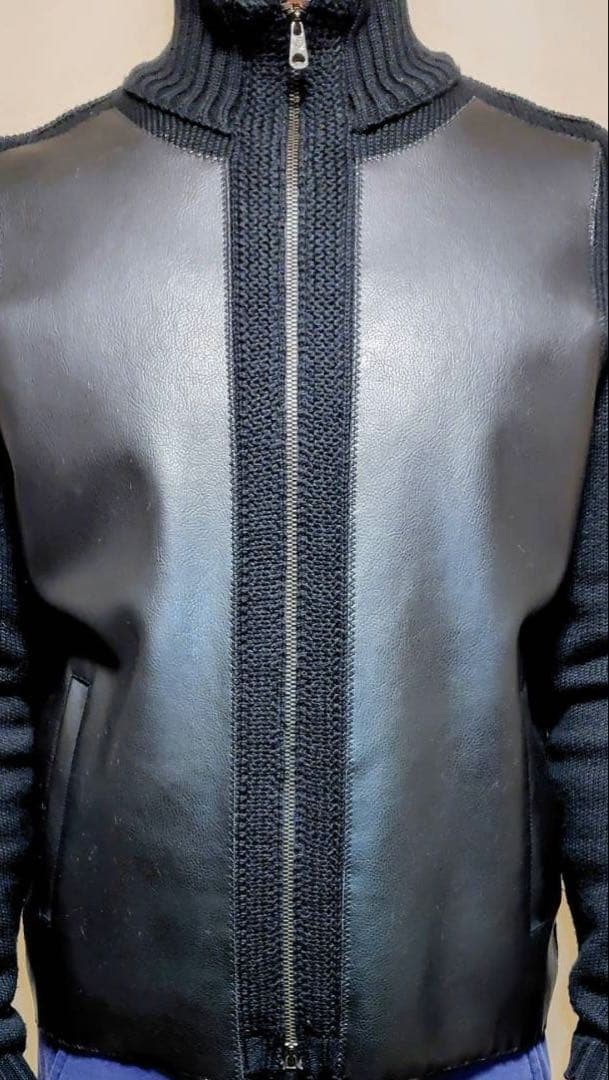 EMPORIO ARMANI ドライバーズニット PVCレザー 美品