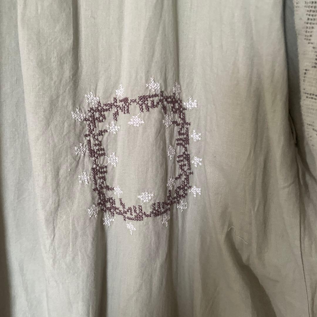 ツハルバイサマンサモスモス　ランダム刺繍レース切替ワンピース　ミント