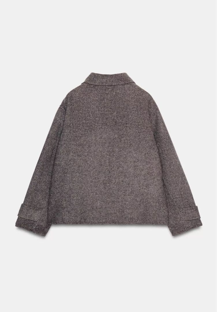 【完売品】ZARA クロップド丈ウールコート ブラウン　XS