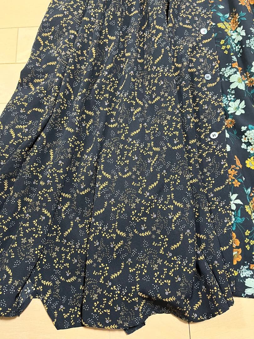 美品／as know as olaca オオラカ　花柄　パッチワークワンピース