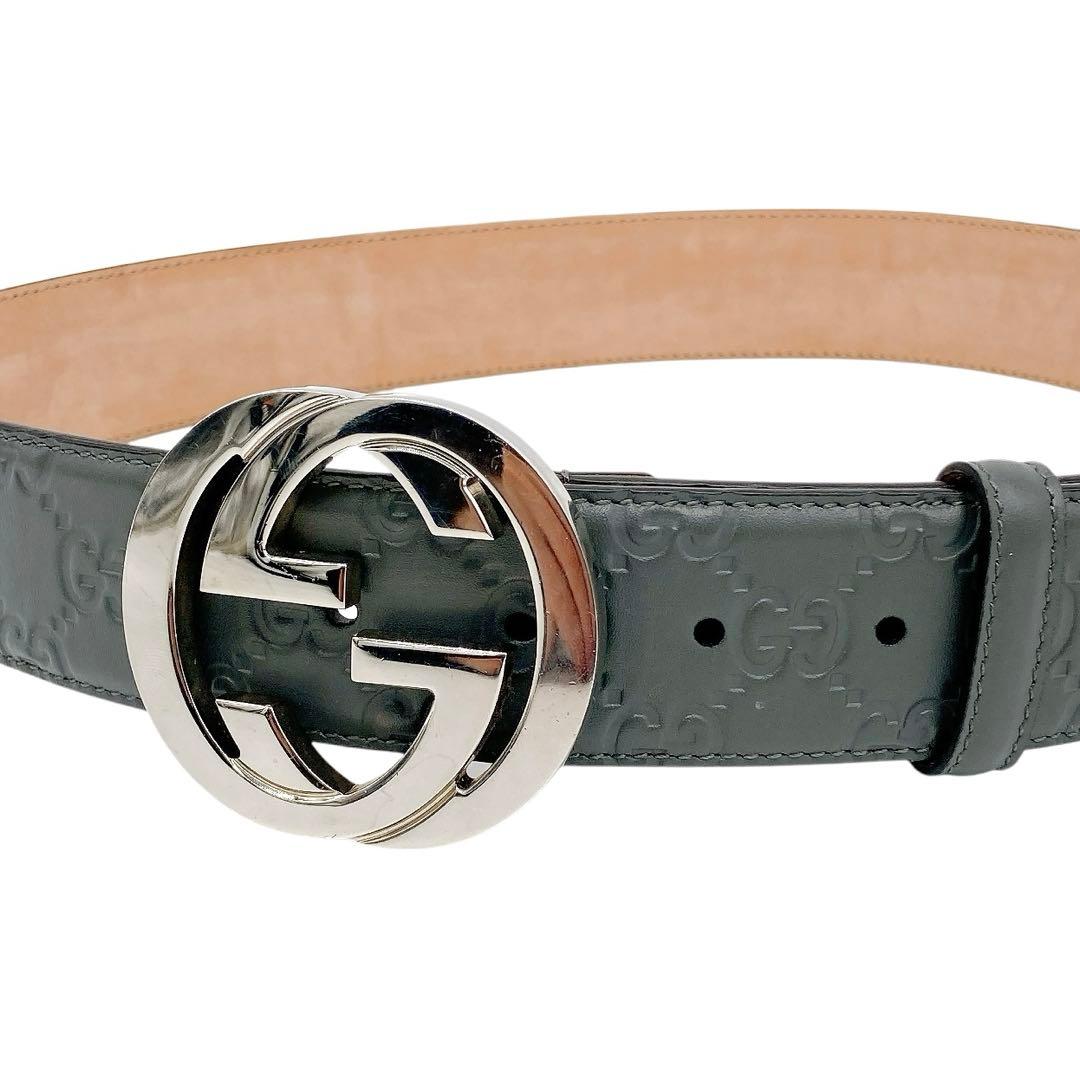 ✨極美品✨GUCCI グッチ　レザーベルト　インターロッキング　GGスプリーム