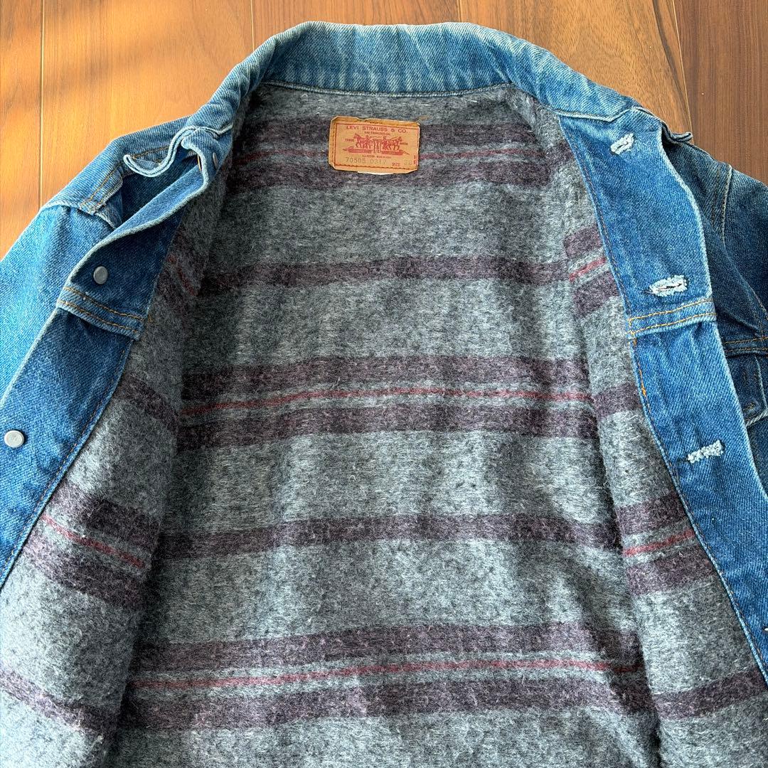 希少70's70505 0317Levi's デニムジャケットトロイブランケット