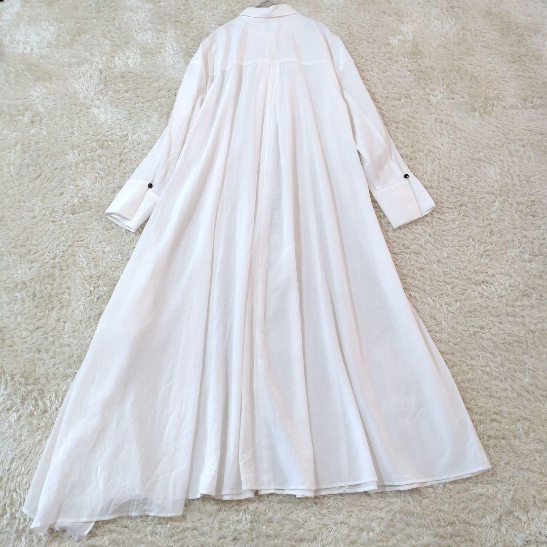 LANVIN en Bleu　レギュラーカラー変形シアーフレアロングワンピース