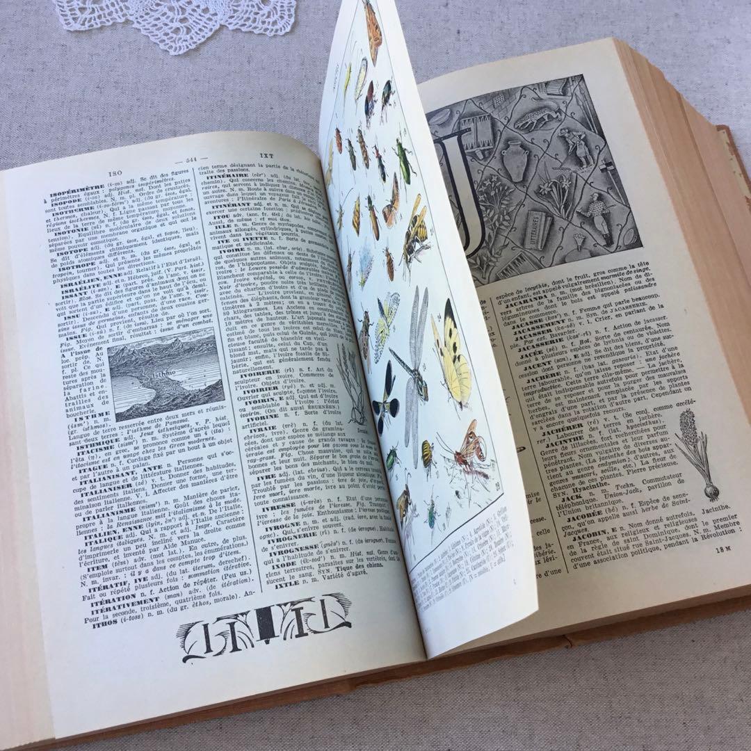 フランス 洋書 ラルース百科事典 ジャンクジャーナル素材 インテリアにも