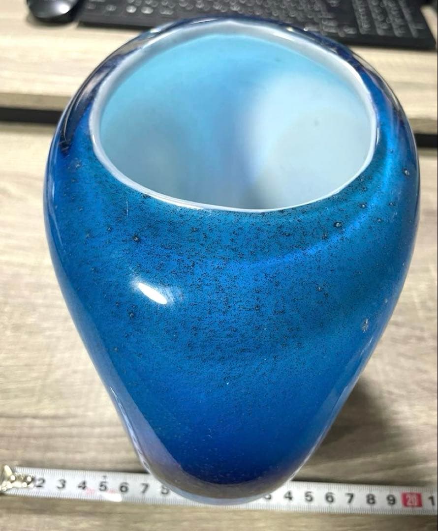 ガラス製フラワーベース　花瓶　ガラス工芸品　ブルーサファイア 約20cm/3kg