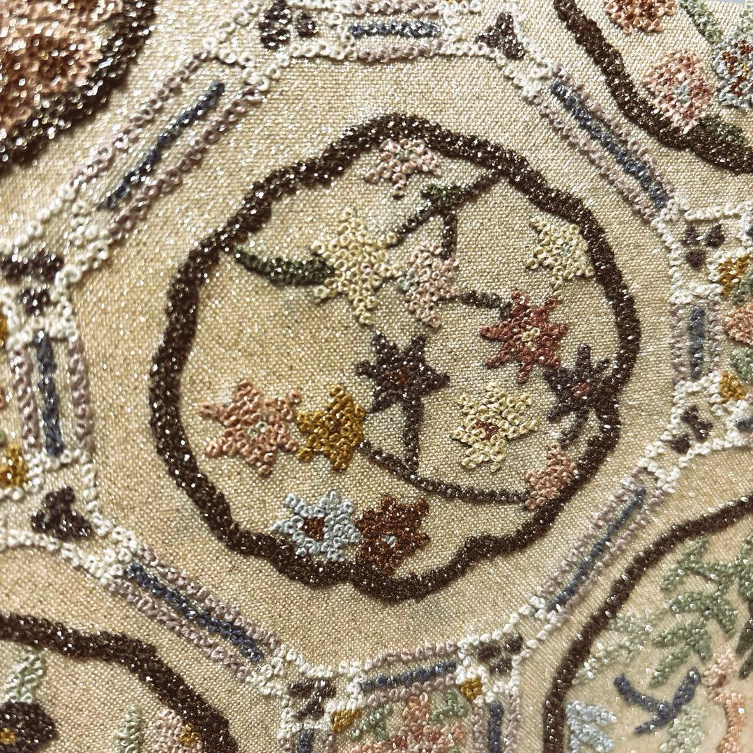 和装バッグ　利休バッグ　花がら　刺繍