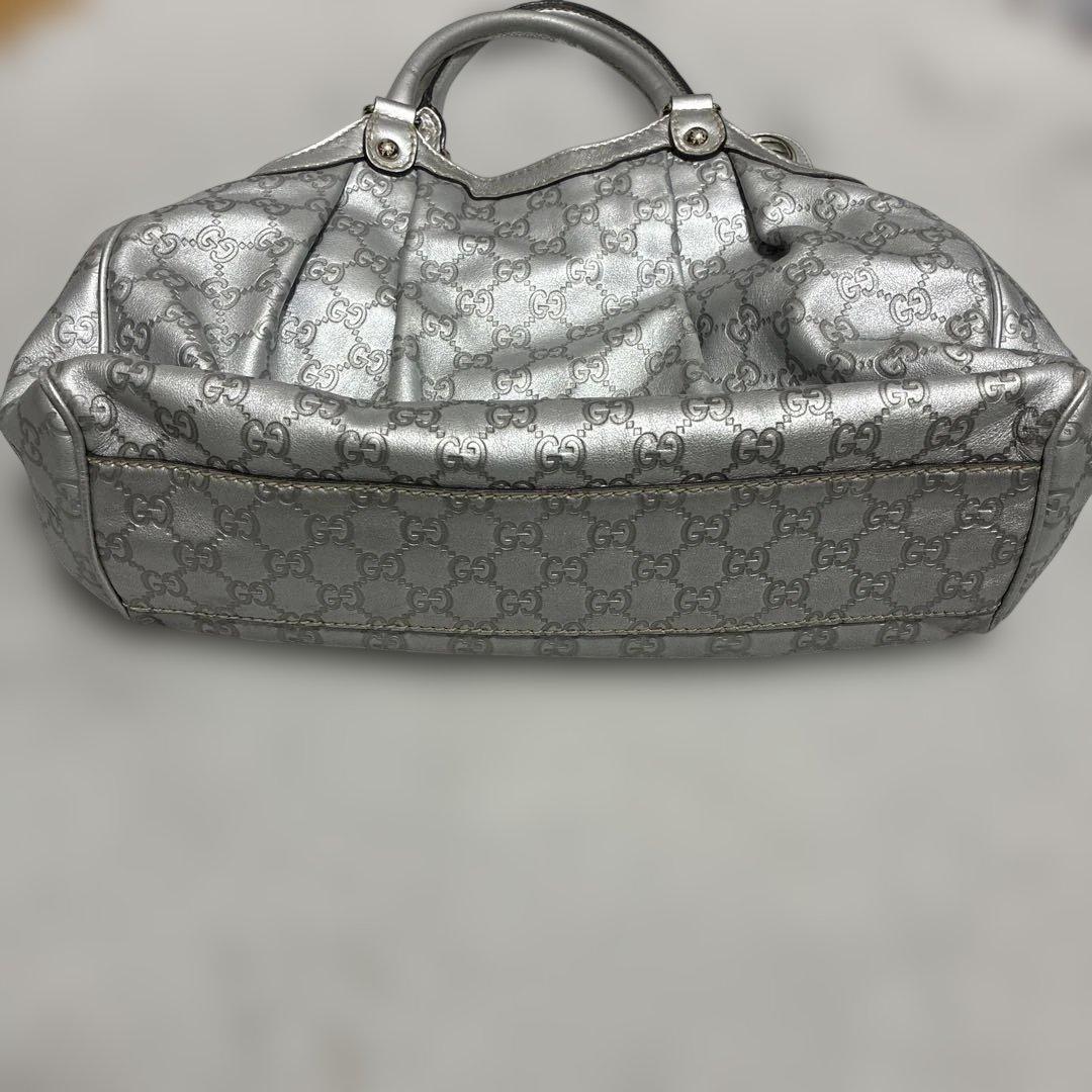 GUCCI / グッチシマ GG柄 スーキー トートバッグ レザー シルバー