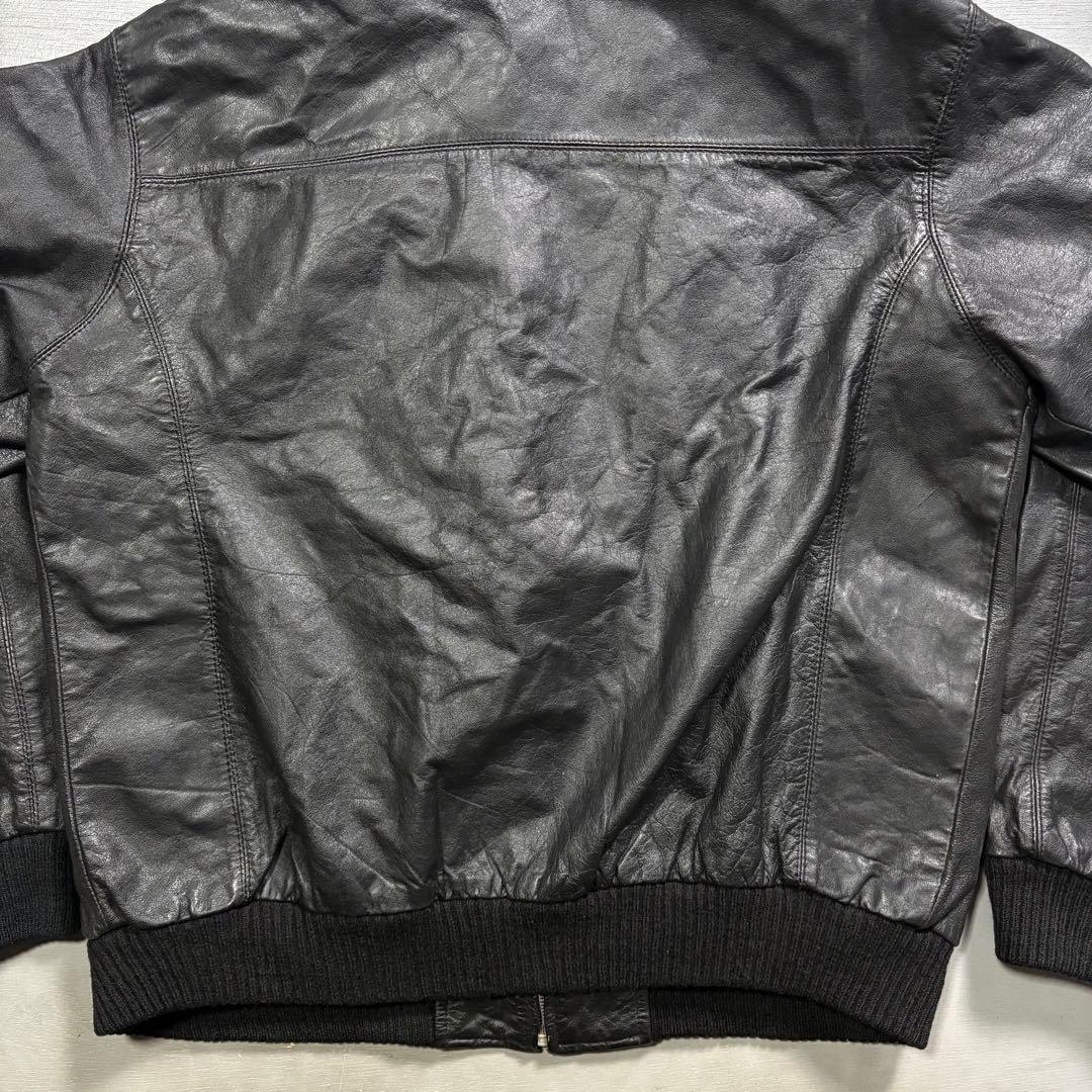 vintage レザージャケット　ブルゾン　ma-1 短丈　本革オールレザー　M