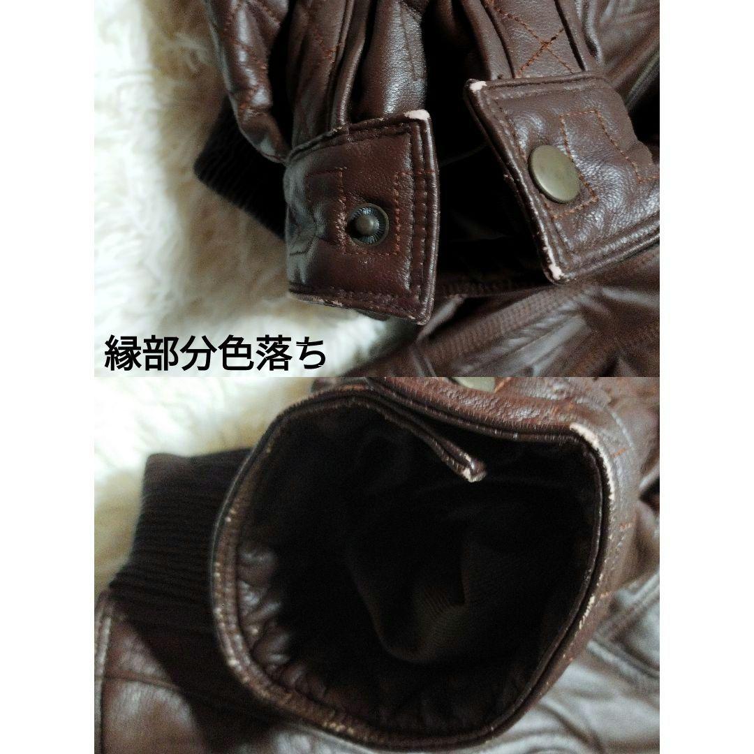 maggoni elegance　リアルレザーエンボス加工中綿ジャケット　茶XL
