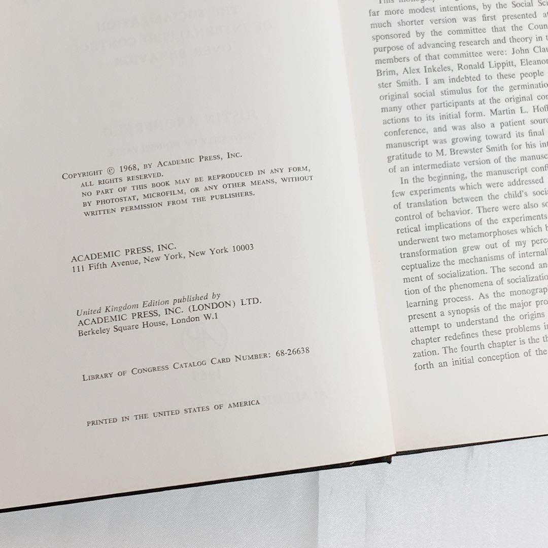 1968年　Conduct and Conscience　J.Aronfreed