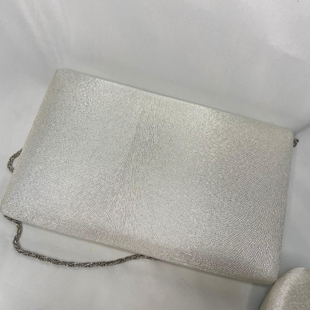 新品　草履　クラッチバッグ　シルバー　フォーマル系　婦人用　和洋兼用　Lサイズ