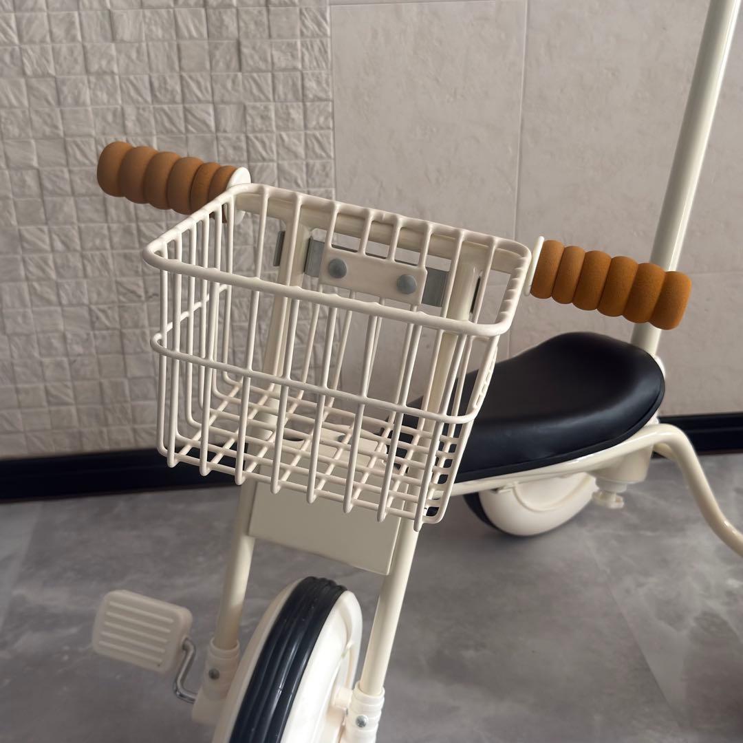 無印良品 無印 三輪車 舵取り棒付き アイボリー 白 子供