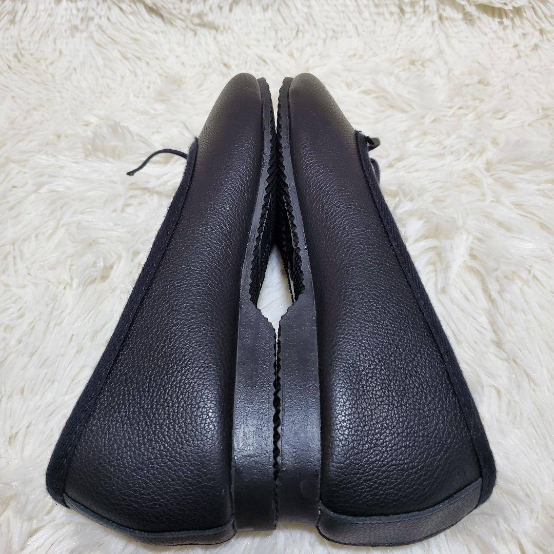 【極美品】CROWN　クラウン　バレエシューズ　リボン　レザー　黒　ジャズ
