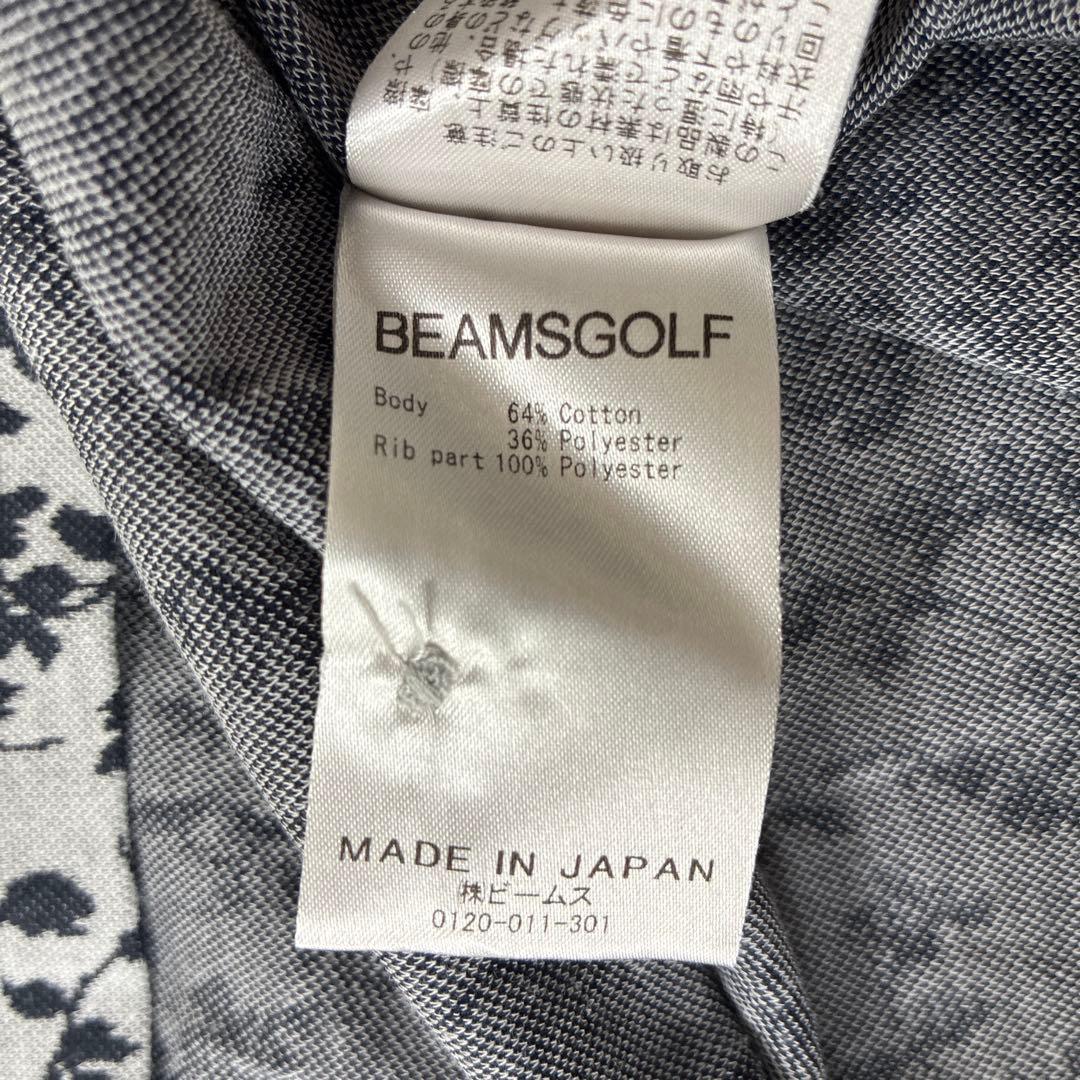 美品 BEAMS GOLF 総柄ポロシャツ 花柄Lサイズ 日本製 ゴルフウェア.