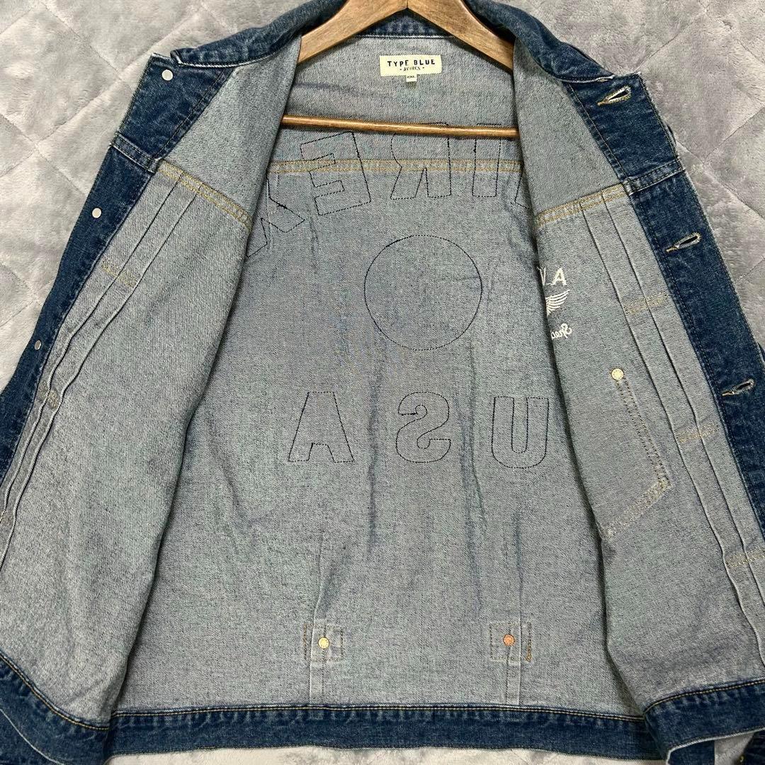 希少AVIREX Gジャン1st デニムジャケット 刺繍 バックロゴ