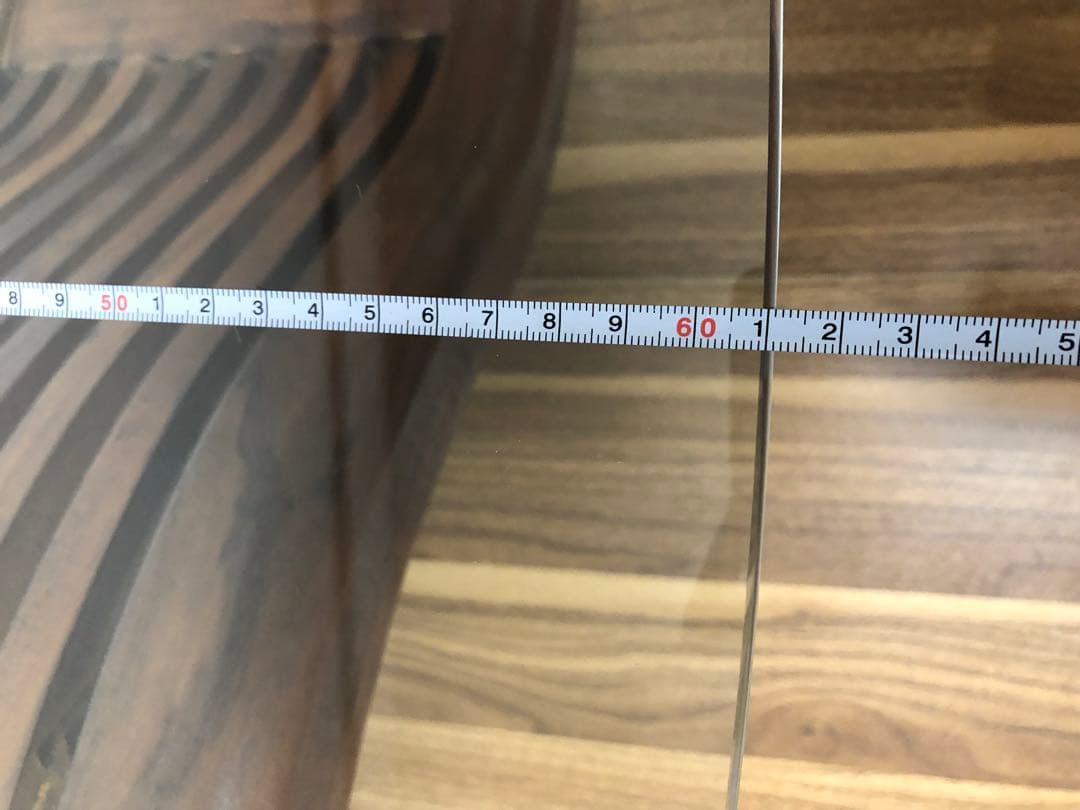 インドネシア家具 波型デザイン 木製ガラステーブル