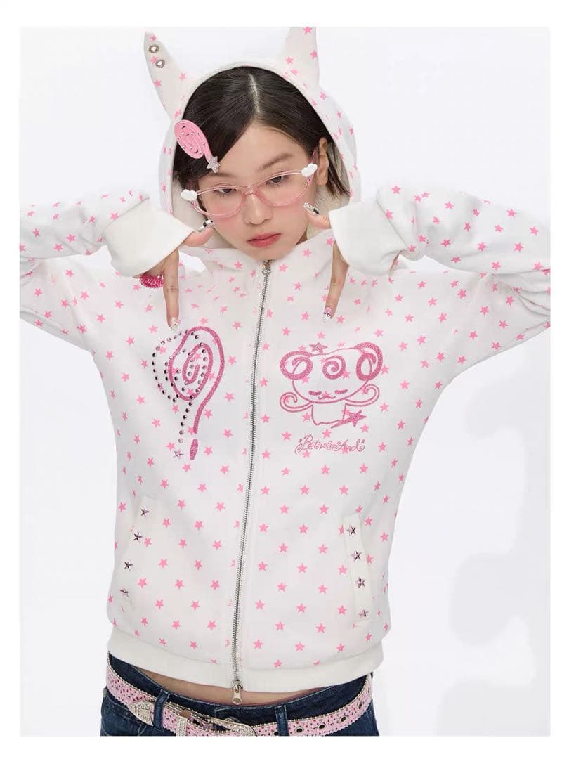 即発送 betweenand 星柄パーカー y2k 平成女児 しなこちゃん着用