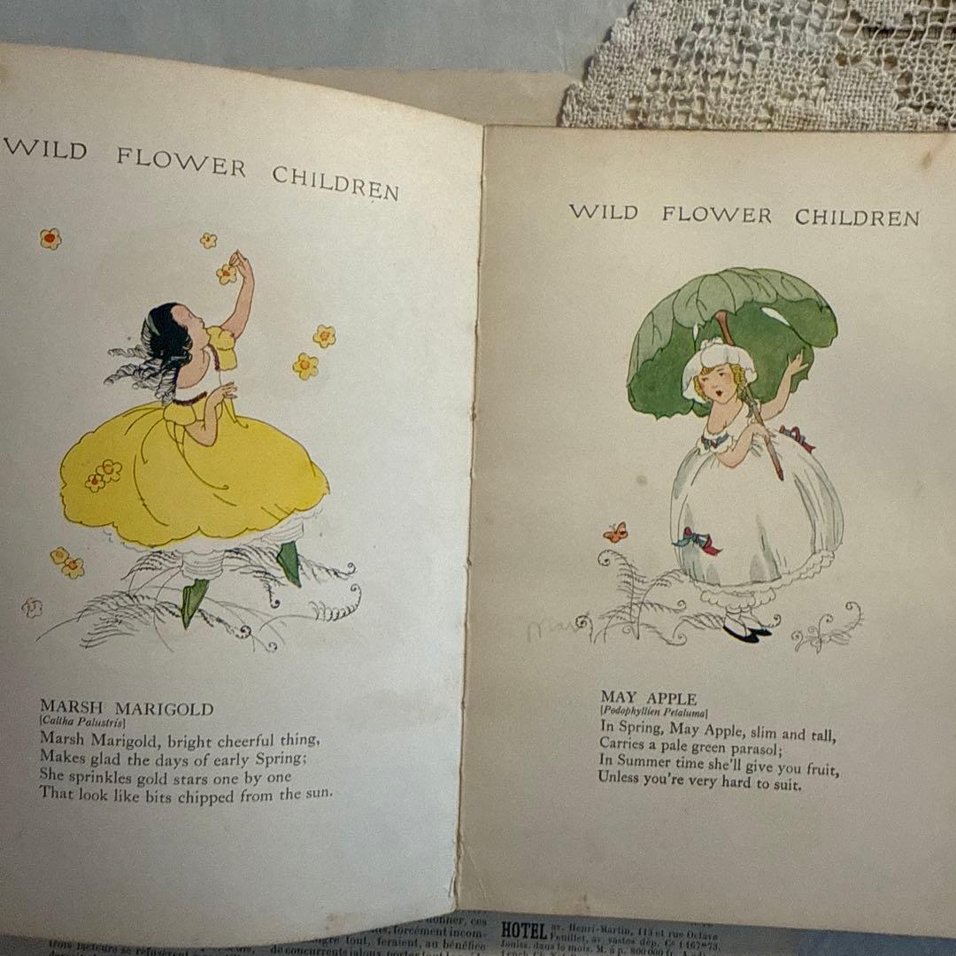 稀少1918年アンティーク美しい挿絵の洋書　絵本　古書ジャンクジャーナル　妖精