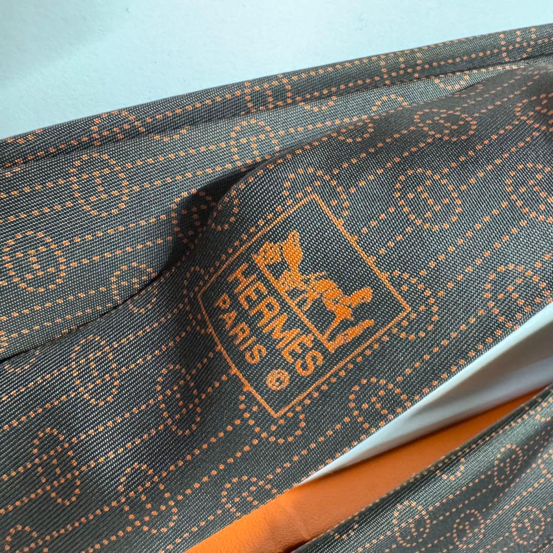 最高級 HERMES 『エヴリン』H柄 パンチングロゴ ネクタイ ブラウン