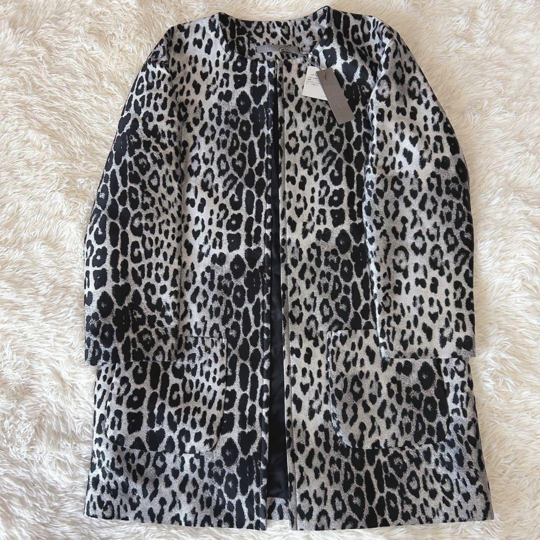 ✨未使用✨セオリーリュクス レオパード柄 ノーカラージャケット シルバー 38