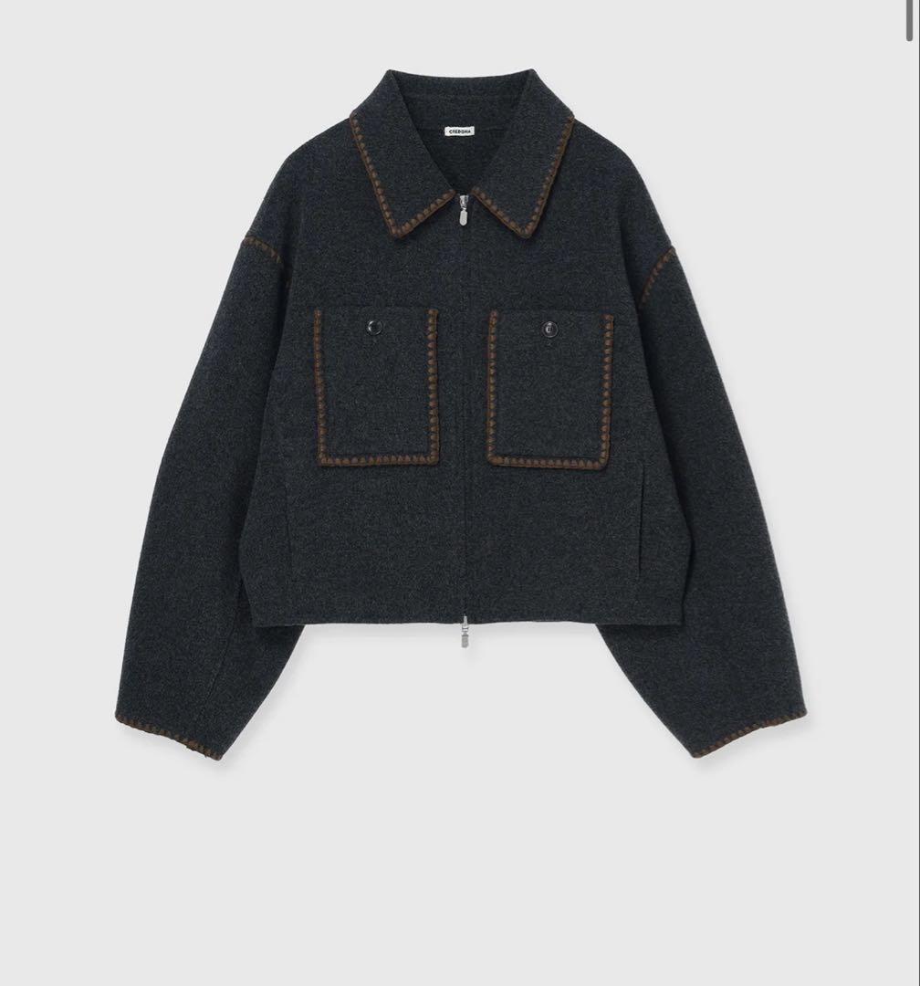 ジャケット・アウター WOOL EMBROIDERY SHORTZIPJACKET credona